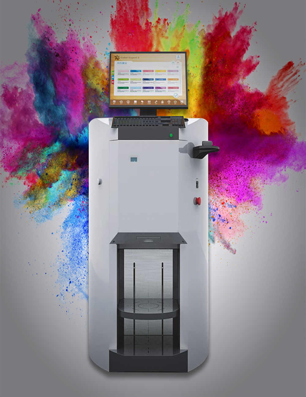 Automated Creative Resins AD24 automatic dispenser with Color Expert touchscreen and colorful pigment burst