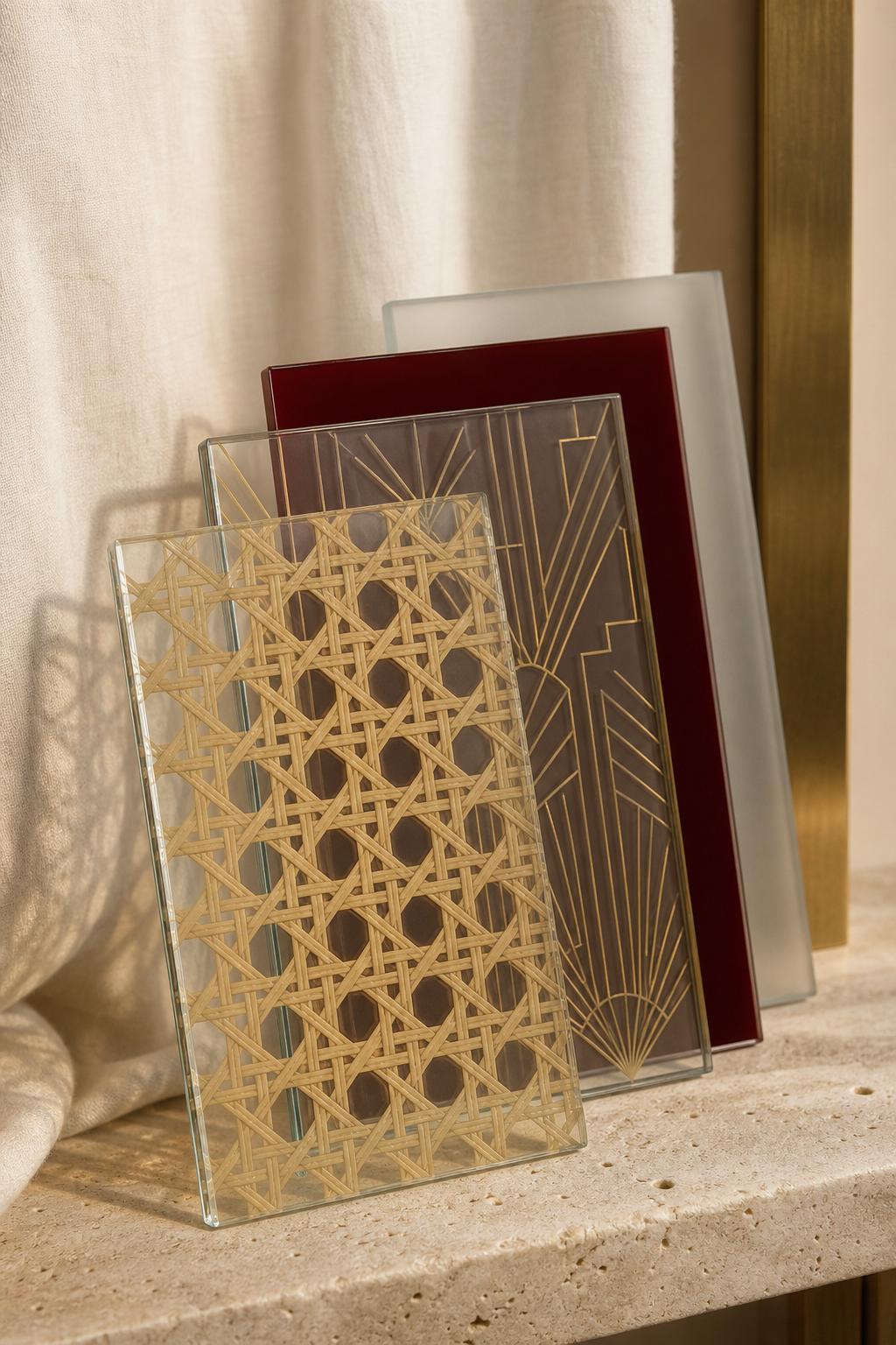 Macro detail of a decorative glass panel from the ADG pattern library